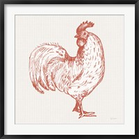 Cottage Rooster III Red Fine Art Print