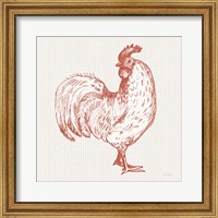 Cottage Rooster III Red Fine Art Print