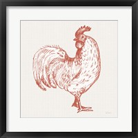 Cottage Rooster III Red Fine Art Print