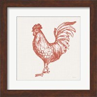 Cottage Rooster IV Red Fine Art Print