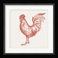 Cottage Rooster IV Red Framed Print