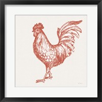 Cottage Rooster IV Red Fine Art Print