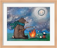 Camping Bear Mouse Fine Art Print