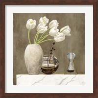 Floral Setting on White Marble I Fine Art Print