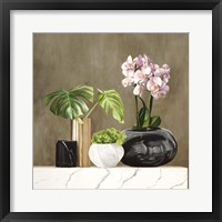 Floral Setting on White Marble II Framed Print