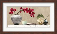 Red Orchids on White Marble Fine Art Print