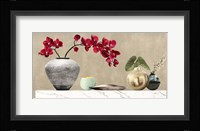 Red Orchids on White Marble Fine Art Print