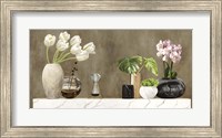 Floral Setting on White Marble Fine Art Print