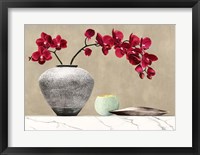 Red Orchids on White Marble (detail) Fine Art Print