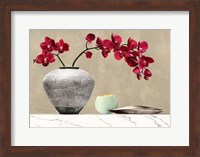 Red Orchids on White Marble (detail) Fine Art Print