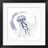 Delicate Sea IV Indigo Framed Print
