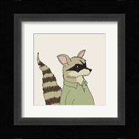 Raccoon on Cream Framed Print