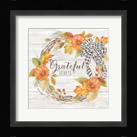 Pumpkin Patch Wreath II-Grateful Framed Print