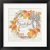 Pumpkin Patch Wreath II-Grateful Framed Print