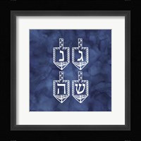 Festival of Lights Blue II-Dreidels Framed Print