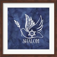 Festival of Lights Blue V-Shalom Dove Fine Art Print