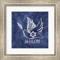 Festival of Lights Blue V-Shalom Dove Fine Art Print