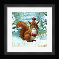 Winterscape IV-Squirrel Framed Print