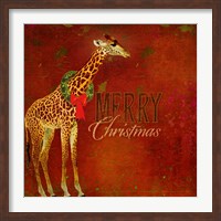 Colorful Christmas II-Giraffe Christmas Fine Art Print