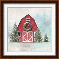 December Barn Blue Sky Fine Art Print