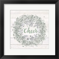 Frosty Cheer Sage Silver Framed Print