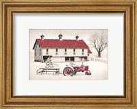 Red and White Christmas Barn Fine Art Print