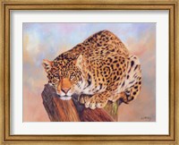 Jaguar On Tree Stump Fine Art Print