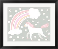 Happy Unicorn Neutral Framed Print