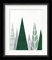 Geometric Forest II Green Gray Framed Print