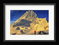 Mountaineers Camping on Alpamayo Mountain at Sunrise, Peru Fine Art Print