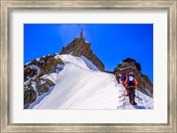Mountaineers Climbing the Aiguille Du Midi, France Fine Art Print