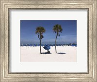 Umbrella, Chairs and Palm Trees on Clearwater Beach, Florida Fine Art Print