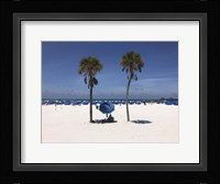 Umbrella, Chairs and Palm Trees on Clearwater Beach, Florida Fine Art Print