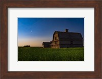 Planet Mars Shining Over An Old Barn Amid a Field of Canola Fine Art Print