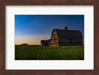 Planet Mars Shining Over An Old Barn Amid a Field of Canola Fine Art Print