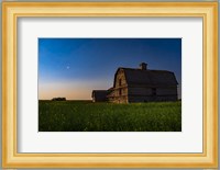 Planet Mars Shining Over An Old Barn Amid a Field of Canola Fine Art Print