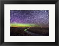 Circumpolar Star Trails and Aurora Over the Red Deer River, Alberta Fine Art Print