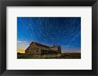 Circumpolar Star Trails Over An Old Barn in Southern Alberta Fine Art Print