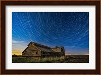 Circumpolar Star Trails Over An Old Barn in Southern Alberta Fine Art Print