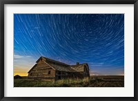 Circumpolar Star Trails Over An Old Barn in Southern Alberta Fine Art Print