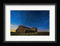 Circumpolar Star Trails Over An Old Barn in Southern Alberta Fine Art Print