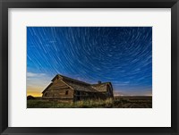 Circumpolar Star Trails Over An Old Barn in Southern Alberta Fine Art Print