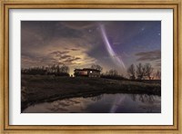 The Unusual STEVE Auroral Arc Over a House in Southern Alberta Fine Art Print