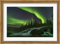 Auroral Curtains Over Ramparts Falls On the Cameron River Fine Art Print
