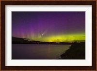 Comet NEOWISE and Aurora Over Waterton River, Alberta Fine Art Print