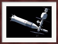 Lunar Gateway Space Station Concept, With Spacex Lunar Starship Fine Art Print