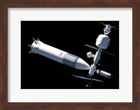 Lunar Gateway Space Station Concept, With Spacex Lunar Starship Fine Art Print