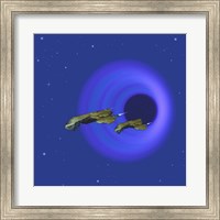 Two Spacecraft Come Through a Wormhole in Space Fine Art Print