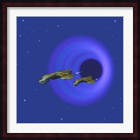 Two Spacecraft Come Through a Wormhole in Space Fine Art Print