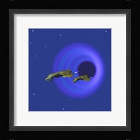 Two Spacecraft Come Through a Wormhole in Space Fine Art Print